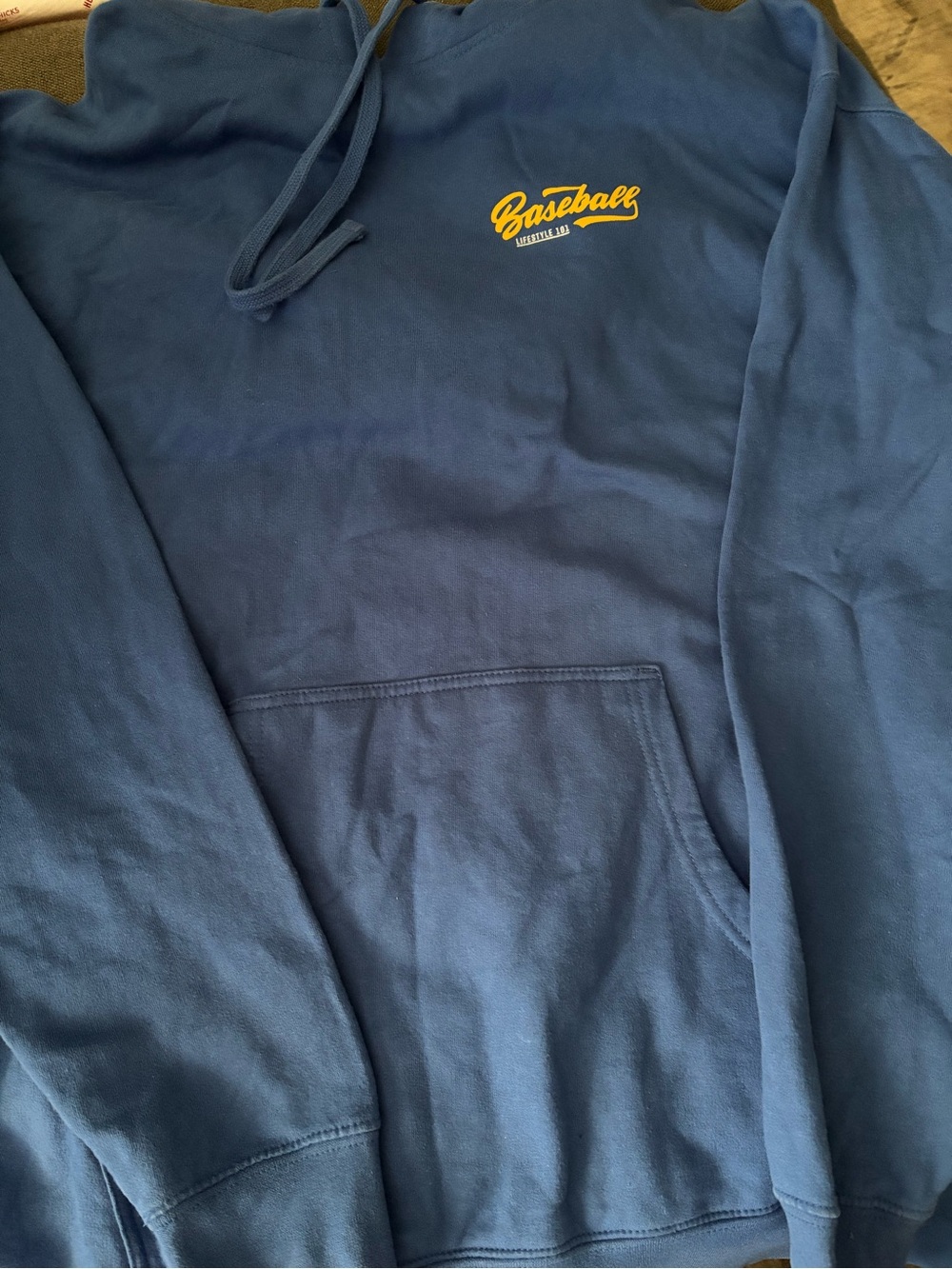 Blue 'Baseball' Script Pullover Hoodie